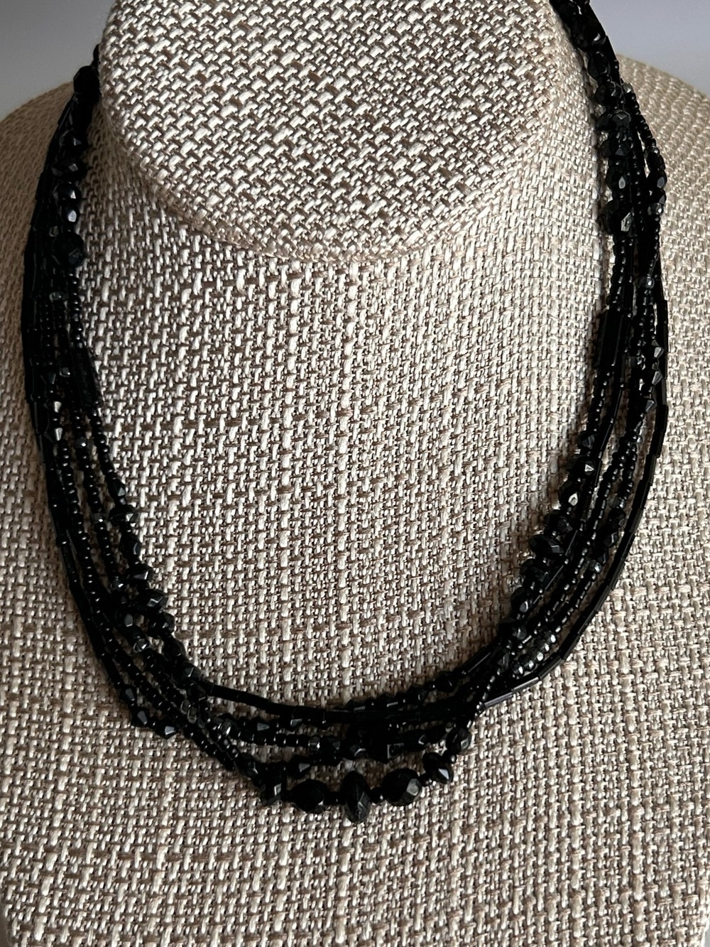 Multi-Strand Black Beaded Liz Claiborne Necklace (4)